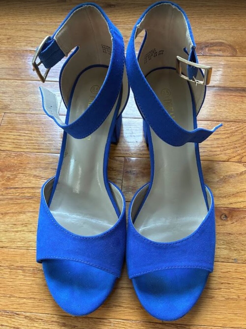Dream Pairs Royal Blue Suede Ankle-Strap Block Heels